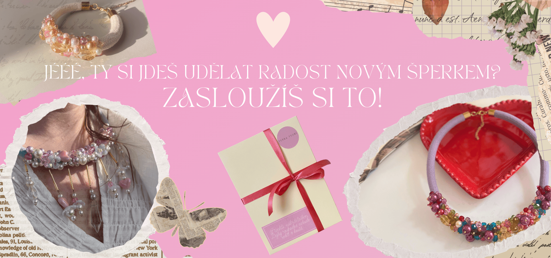 lanový náhrdelník, originální šperk, Terka tvoří, autorský lanový šperk, perlový náhrdelník