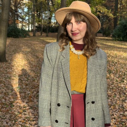 Pošité lano – hořčicová, perly, krystal & vážky