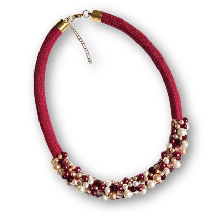 Pošité lano – vínová, krémová & bílá