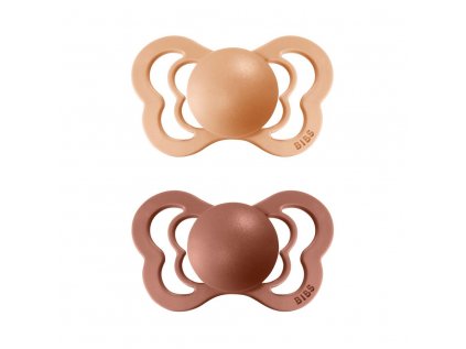 BIBS Couture cumlik z prirodneho kaucuku 2ks Peach+Woodchuck