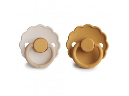 FRIGG Daisy Colorblock - kaučukový dudlík - 2 pack - Chamomile + Honey Gold