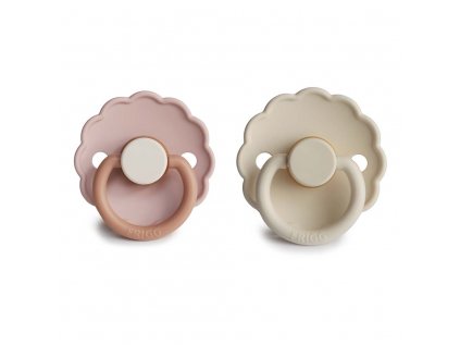 FRIGG Daisy Colorblock - kaučukový dudlík - 2 pack - Biscuit + Cream
