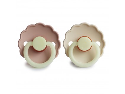 FRIGG Daisy NOČNÍ - kaučukový dudlík - 2 ks - Blush + Cream