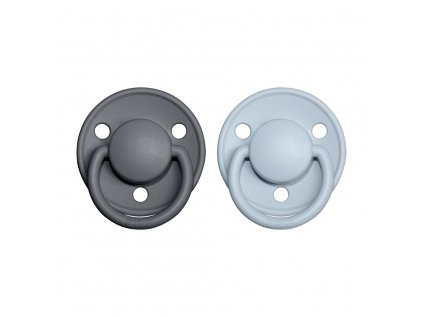 BIBS De Lux cumliky z prirodneho kaucuku 2ks Iron+BabyBlue