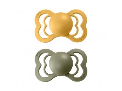 BIBS Supreme cumliky z prirodneho kaucuku:zo silikonu 2ks HoneyBee+Olive