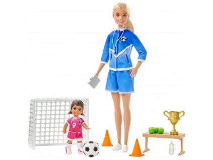 Barbie fotbalová trenérka s panenkou herní set blond trenérka 6