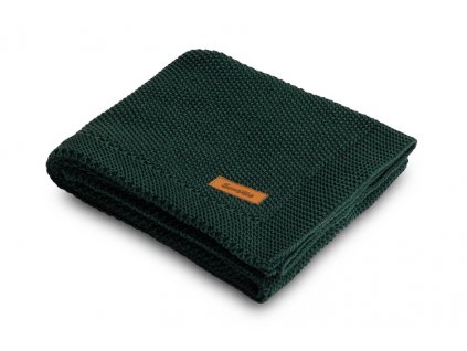 Sensillo dětská deka do kočárku pletená 100% bavlna tmavě zelená