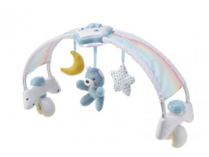 Chicco Hrající panel First Dreams Rainbow Sky na postýlku s hračkami modrý