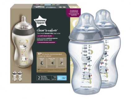 Tommee Tippee C2N 3m+ 340 ml kojenecká láhev s obrázky 2 ks