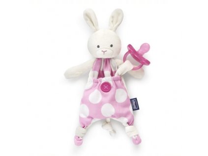 Chicco Plyšová hračka na dudlík králíček růžový