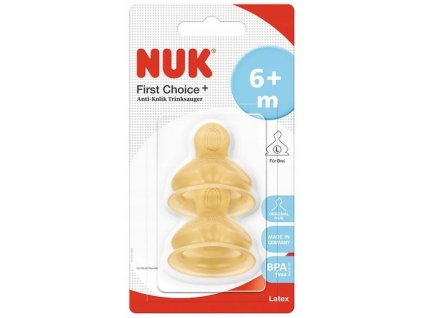 Nuk Náhradní savička na kojeneckou láhev latex 6-18m L, 2ks