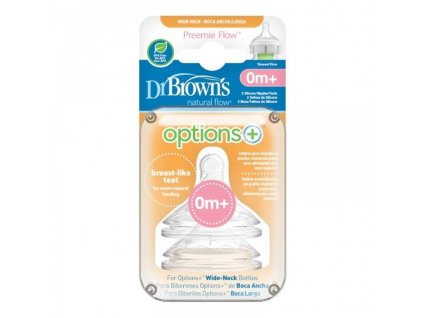 Dr Brown's Náhradní silikonové savičky pro kojenecné láhve Options Plus 2ks, 0m+