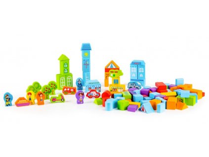 Eco Toys Dřevěné kostky Big City 100 ks