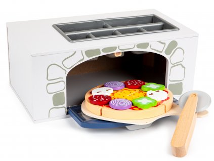 Dřevěná pec na pizzu + kuchyňské doplňky Ecotoys