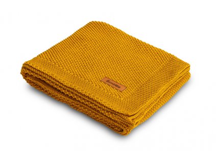 Sensillo dětská deka do kočárku pletená 100% bavlna hořčice