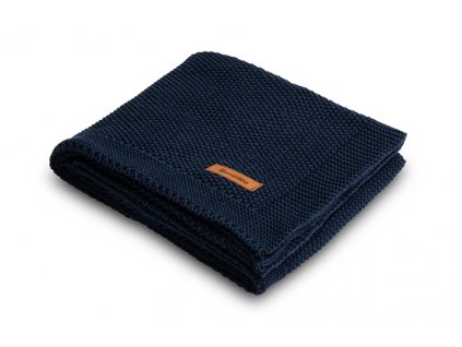 Sensillo dětská deka do kočárku pletená 100% bavlna tmavě modrá