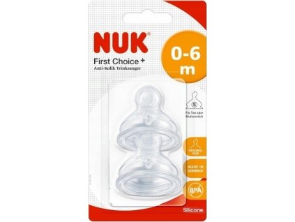 Nuk Náhradní savička na kojeneckou láhev silikonový 0-6m S, 2ks