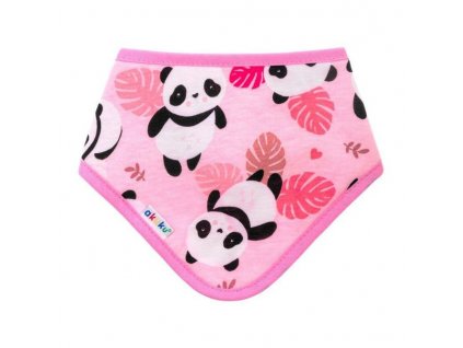 Bavlněný bryndáček/šátek na suchý zip – Růžové pandy