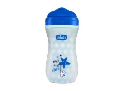 Hrneček Chicco Shiny termo floureskujíci s tvrdým pítkem 266 ml, modrý 14m +