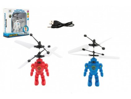 Vrtulník/Robot reagující na pohyb ruky s USB nab. kabelem - mix barev