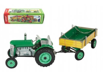 Traktor Zetor s valníkem zelený - na klíček