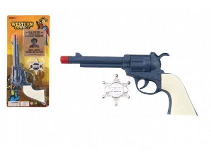 Pistole revolver s šerifským odznakem