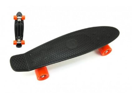 Skateboard - pennyboard - černá barva, oranžová kola
