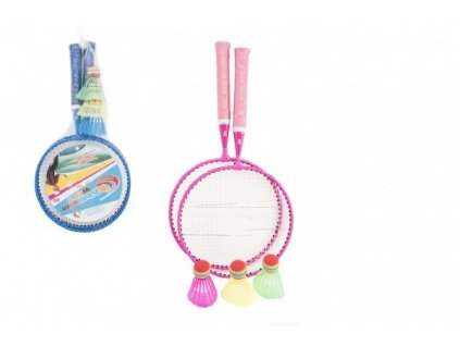 Badminton dětská sada - 2 pálky + 3 košíčky - mix 2 barvy
