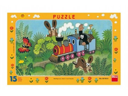 Puzzle deskové Krtek a lokomotiva 15 dílků