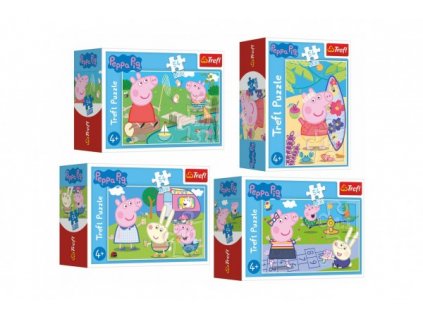 Minipuzzle 54 dílků Šťastný den Prasátka Peppy/Peppa Pig - mix 4 druhy