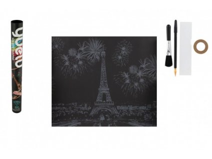 Škrabací obrázek barevný Eiffelova věž