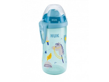 Dětská láhev NUK Flexi Cup 300 ml se slámkou modrá
