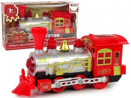Vánoční lokomotiva se světly a zvuky - červená
