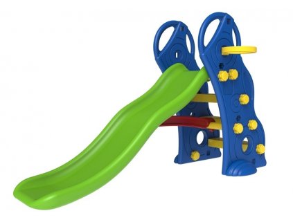 Plastic slide with a blue ladder