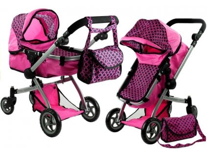 2in1 Doll Bogie and Stroller Alice - Pink and with Dots