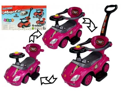 Toddlers Ride On Push Along with Parent Handle Mega Car 3in1 Pink