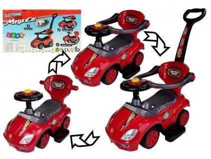 Toddlers Ride On Push Along with Parent Handle Mega Car 3in1 Red