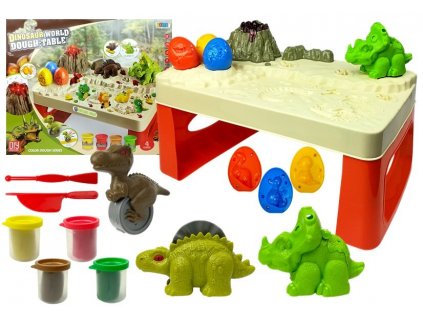 Table with Play Dough and Dinosaurs 4 Colors