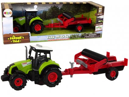 Dětský traktor s červeným přívěsem Farm Car