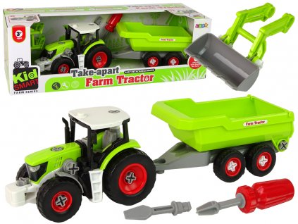 Dětský traktor s přívěsem na demontáž, zelený