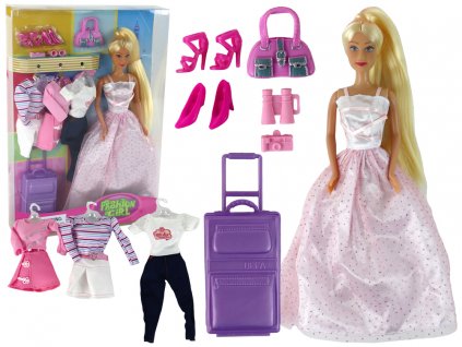 Children's Doll Long Hair Suitcase Clothes