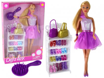 Lucy Doll Purple Glitter Dress Set Shoes