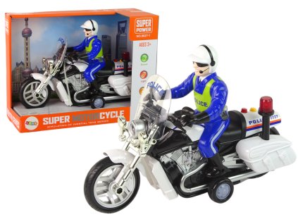 Policejní motorka s policistou se zvukem