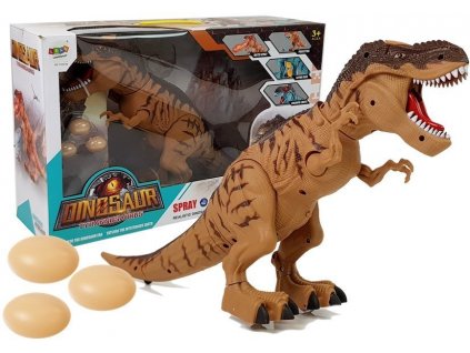 Battery Operated Dinosaur Tyrannosaurus Lays Eggs Brown with Steam