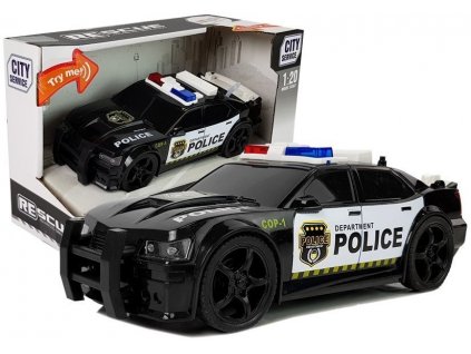 Dětské policejní auto se zvuky a světly černobílé