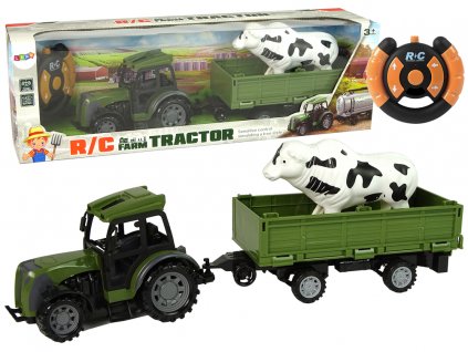 Zelený traktor s figurkou na dálkové ovládání