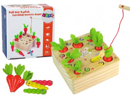 Wooden Carrots Earthworm Rod Magnet Game