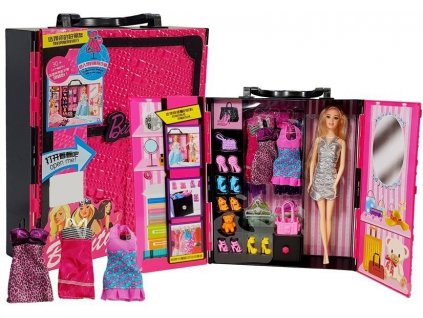 Doll Wardrobe Suitcase Pink