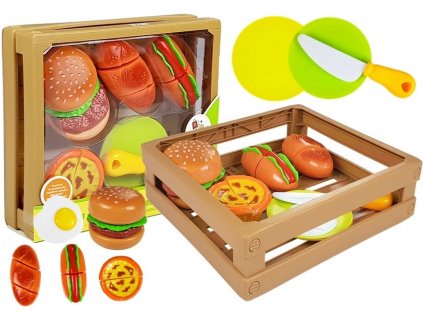 Burger Set for Cutting Indredients in a Basket