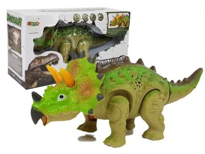 Dinosaurus Triceratops zelený na baterie